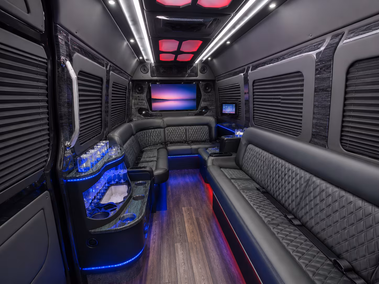 surprise 18 passenger party bus inside