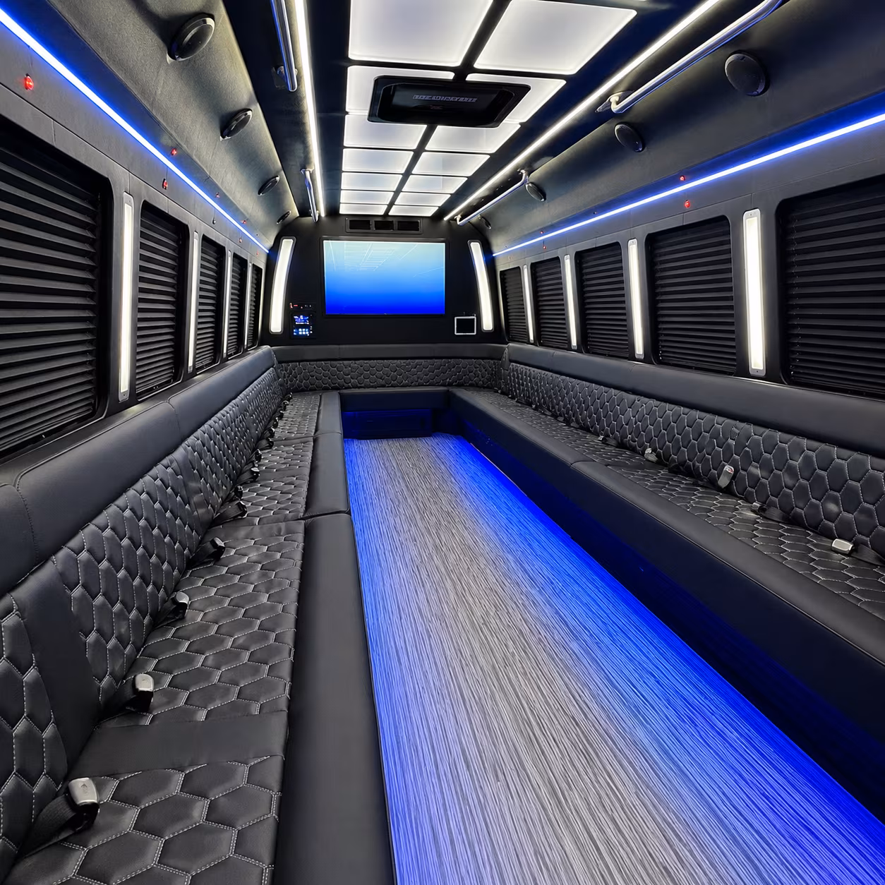 surprise 50 passenger party bus inside