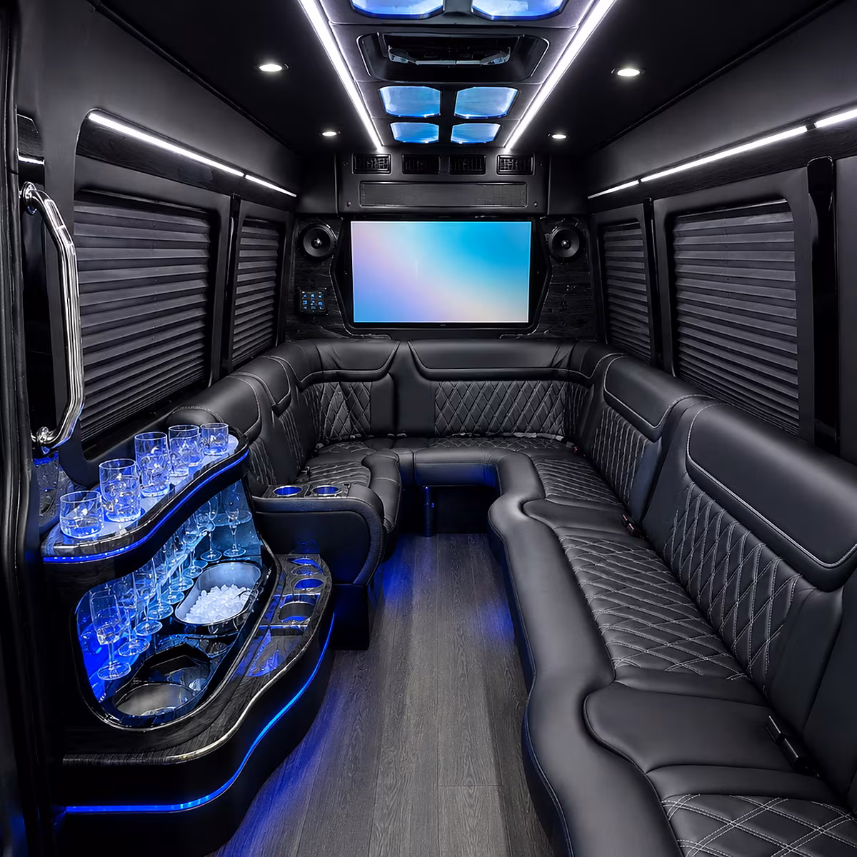 surprise party bus rental interior